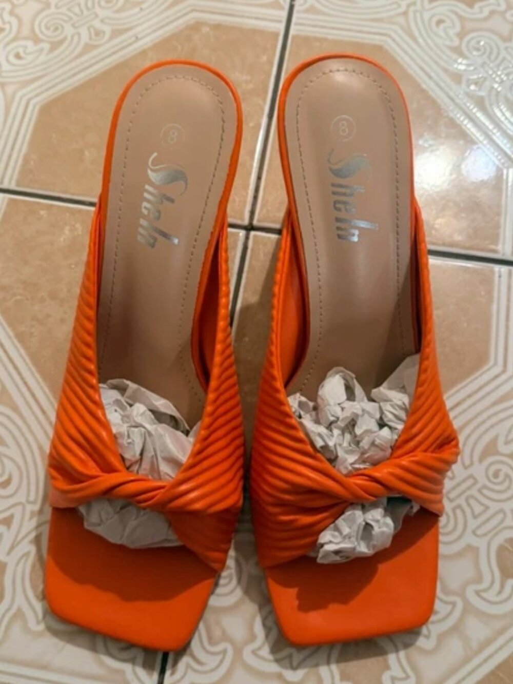 Orange kitten heels